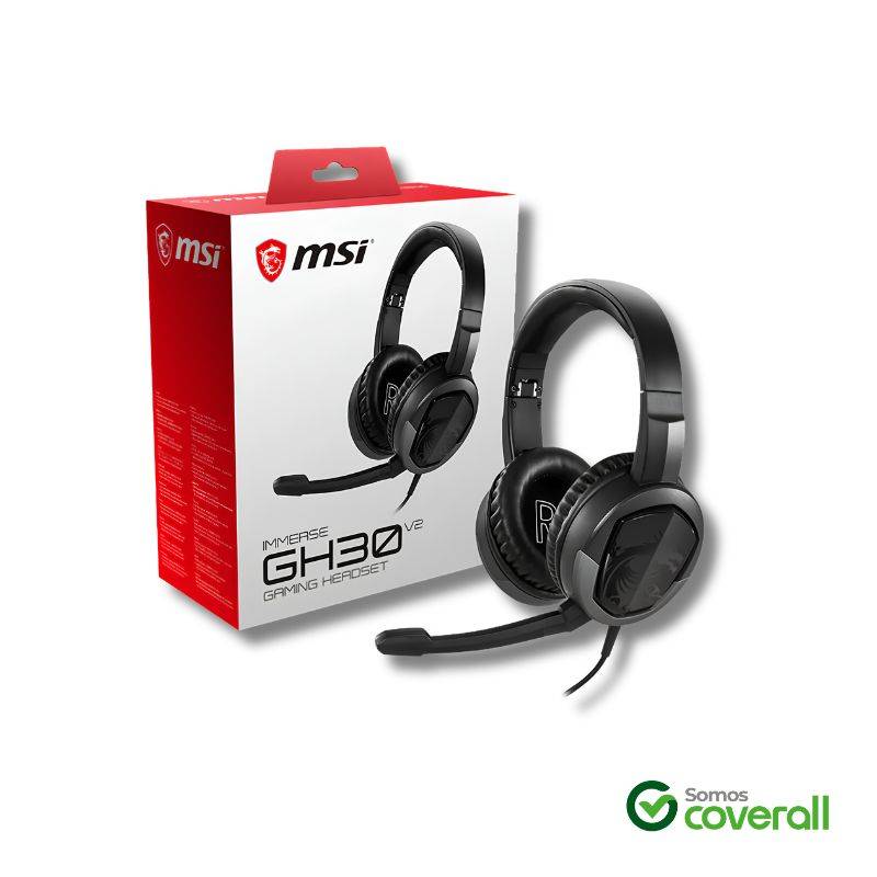Auricular Con Microfono Gaming Msi Immerse Gh30 V2 Plegable Estuche Volumen 99Db 3.5Mm 1.5M Adaptador Doble Jack Negro