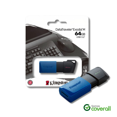 Pen Drive Kingston Datatraveler Exodia M 64Gb Usb 3.2 Azul Negro